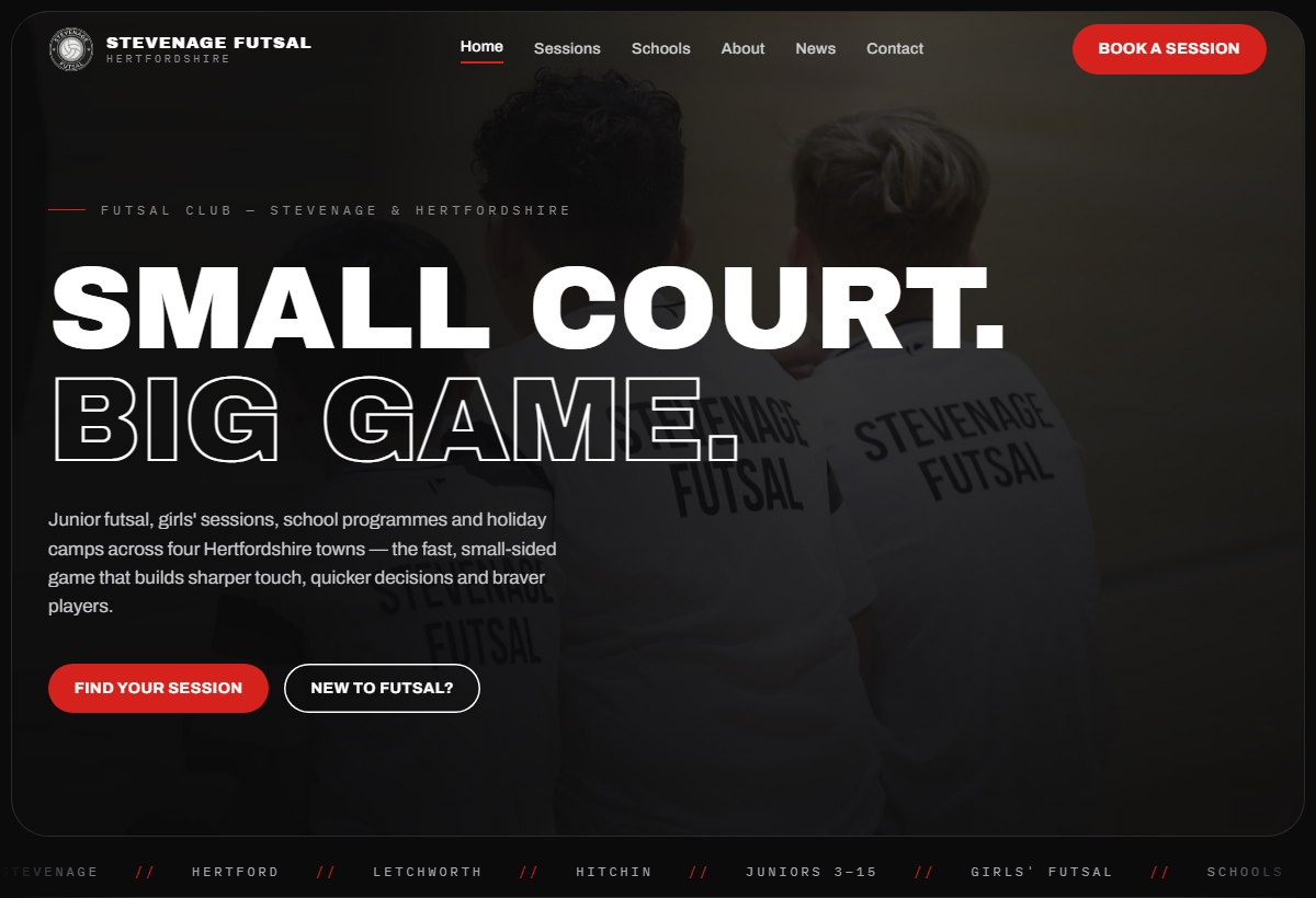 Stevenage Futsal homepage — Small court. Big game.