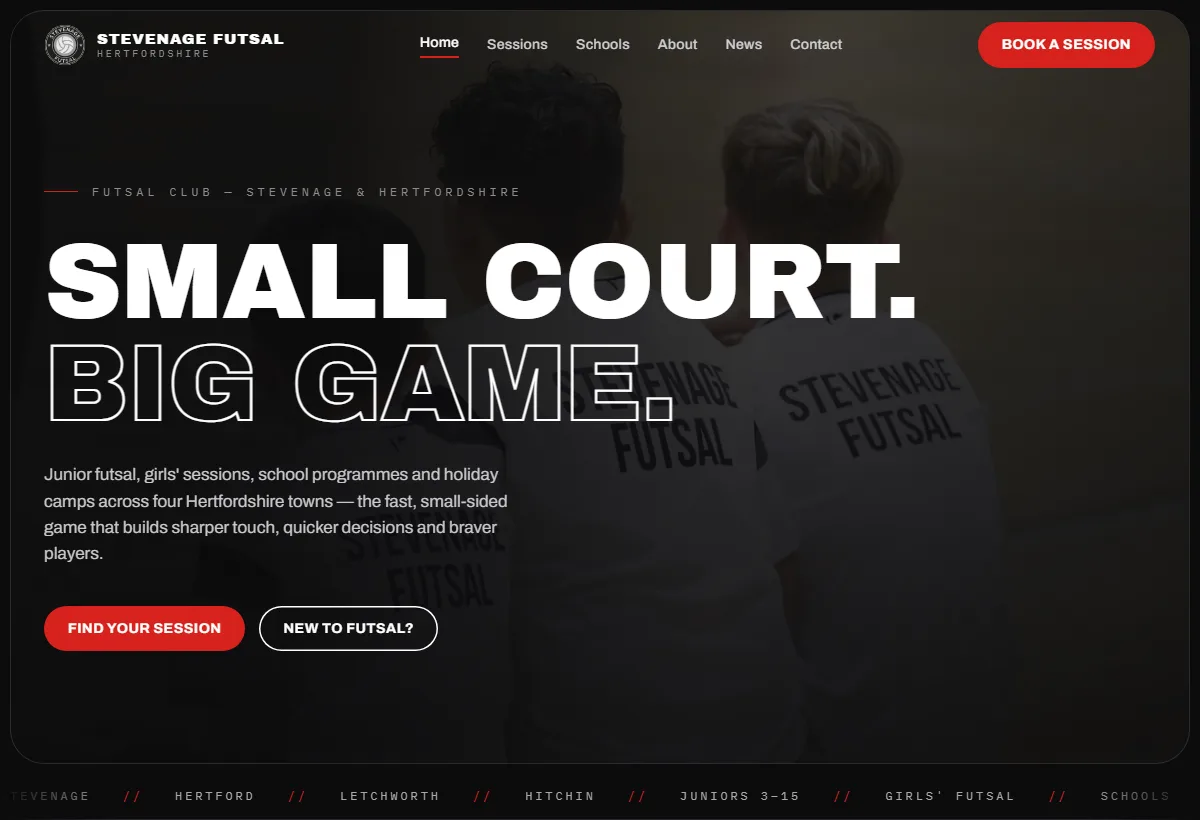 Stevenage Futsal homepage: Small court. Big game.